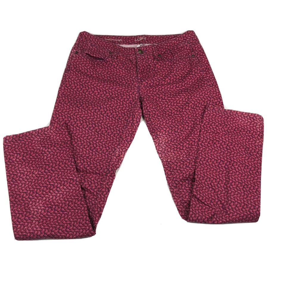 Ann Taylor LOFT‎ Womens Jeans 26/2P Stretch Paisley Pants Red